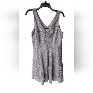 VENUS Women's Silver Metallic Lace Sleeveless Formal Homecoming Mini Dress, L